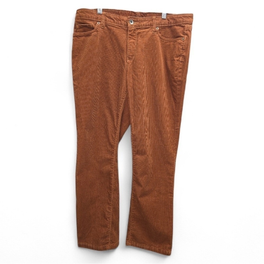 Land's End Petite Brown Corduroy Pants Size‎ 14 Classic 5 Pocket 99% Cotton Chic